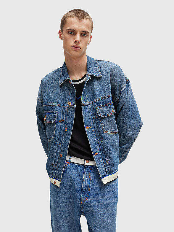 Denim jacket with contrast stripe  - 0