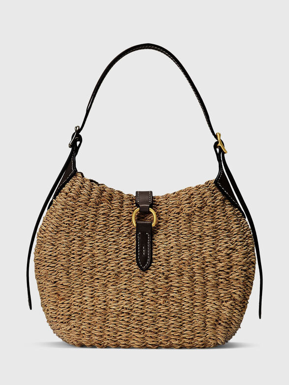 Raffia shoulder bag with mini logo - 3