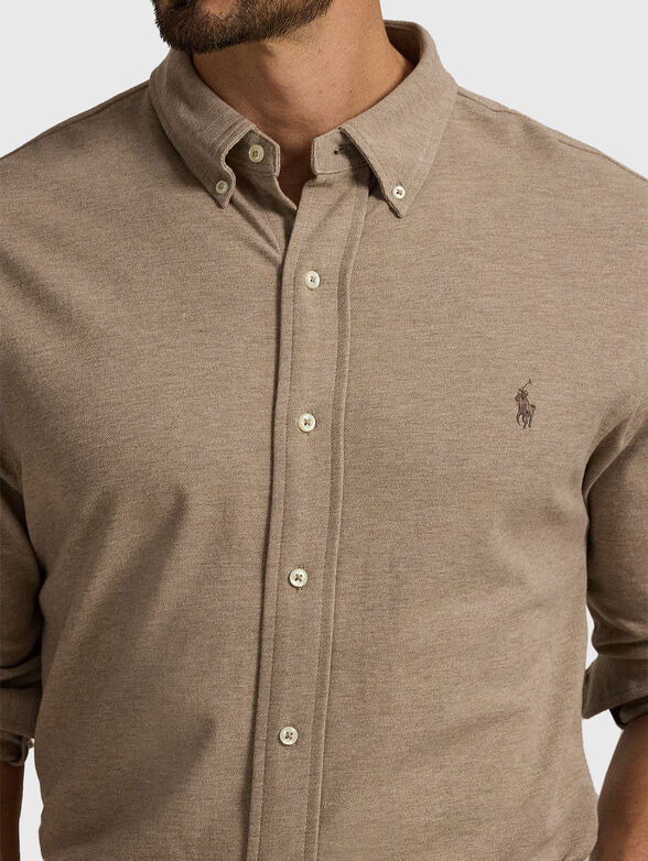 Cotton shirt with embroidered logo - 4