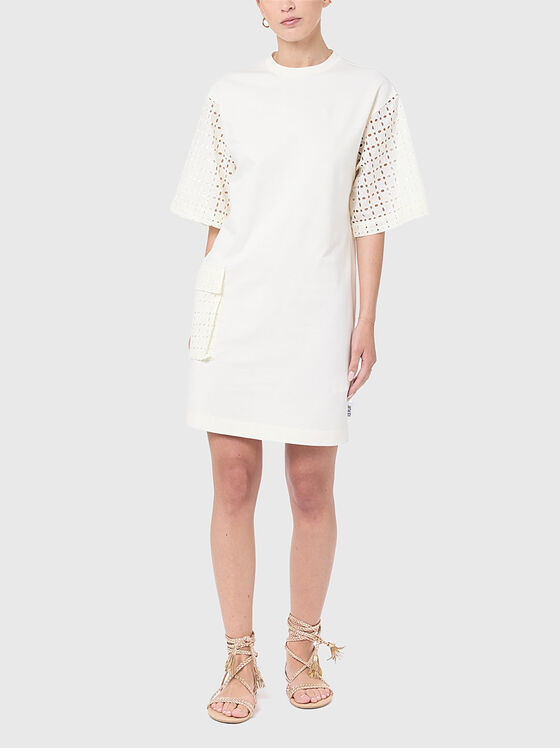 Perforated dress in ecru  - 1