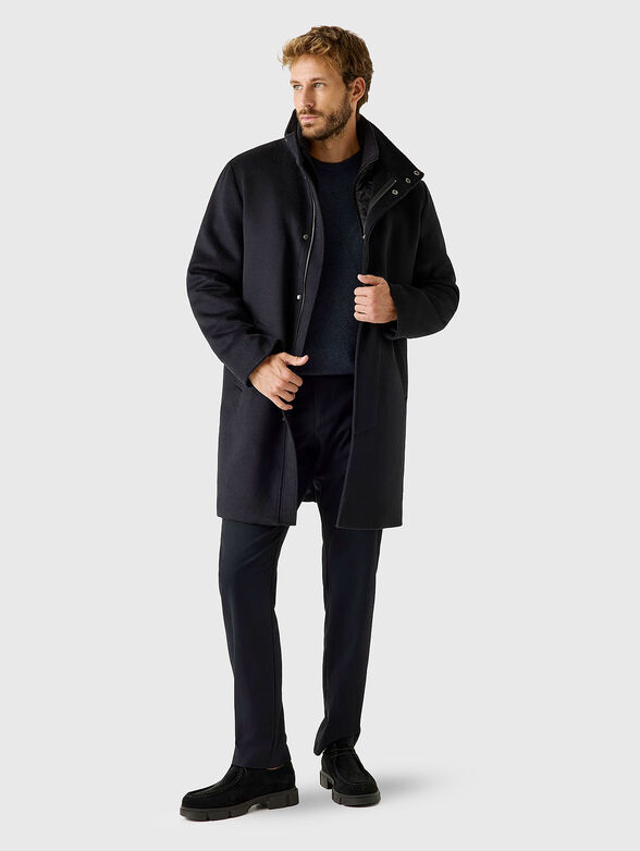 Wool blend coat with high collar - 2