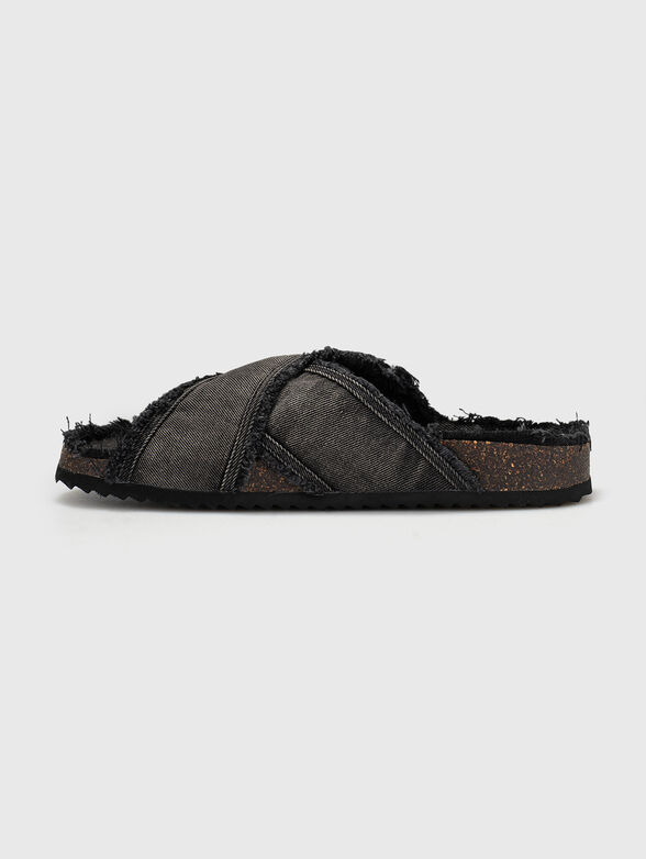 Denim slippers with a bleached effect - 4