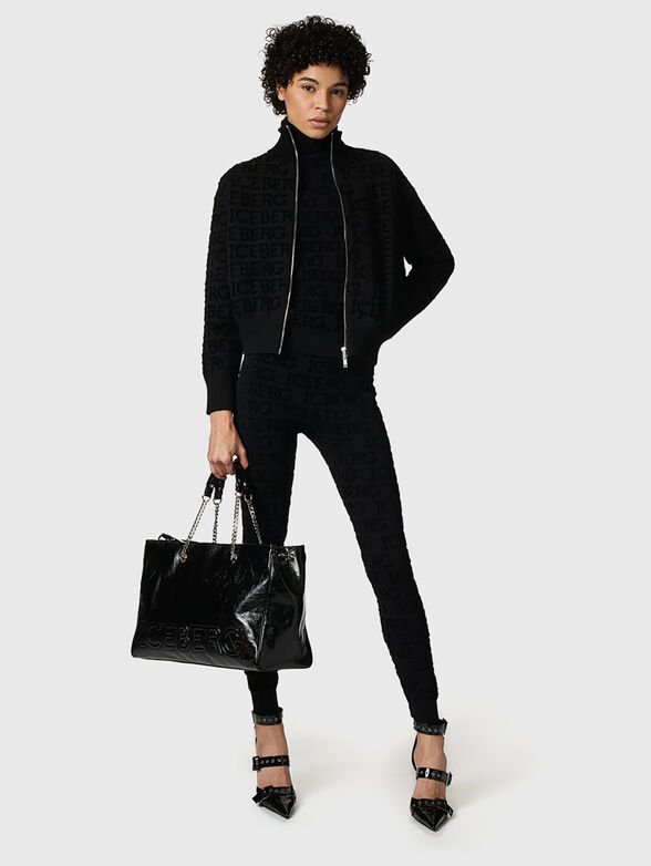 Black turtleneck with logo motifs - 2