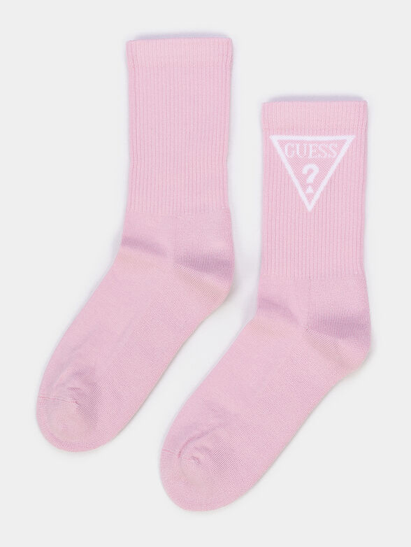 Pink socks with contrasting logo - 1