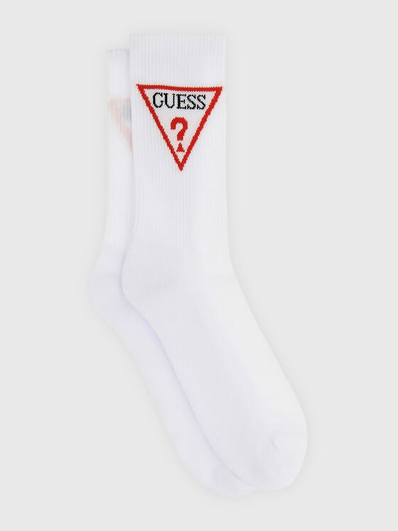 Бели чорапи с лого детайл - 1