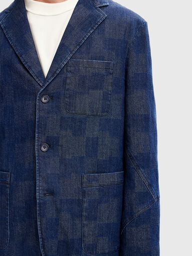 RIVER plaid denim blazer - 5