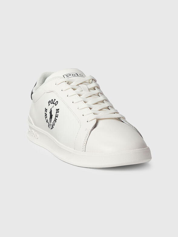 White leather sneakers with logo embroidery - 2