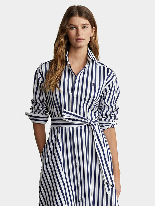 Striped dress with logo embroidery - 3