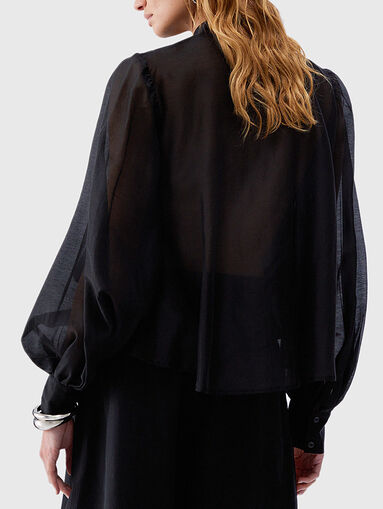 Black blouse with embroidered crystals - 3