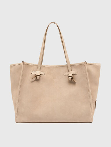 MARCELLA suede bag in beige - 3