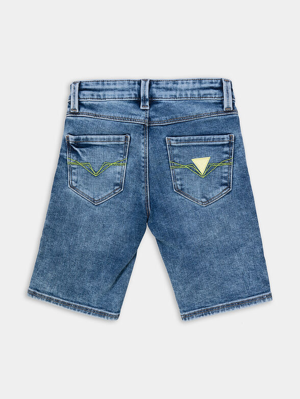 Denim shorts with logo embroidery - 2