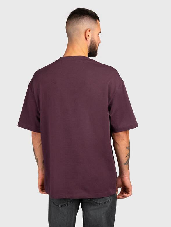 Cotton T-shirt with oval neckline in beige - 3