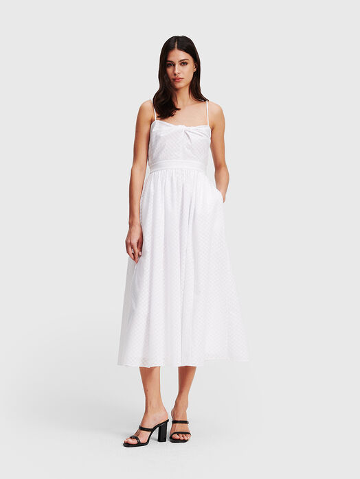 White dress with accent neckline