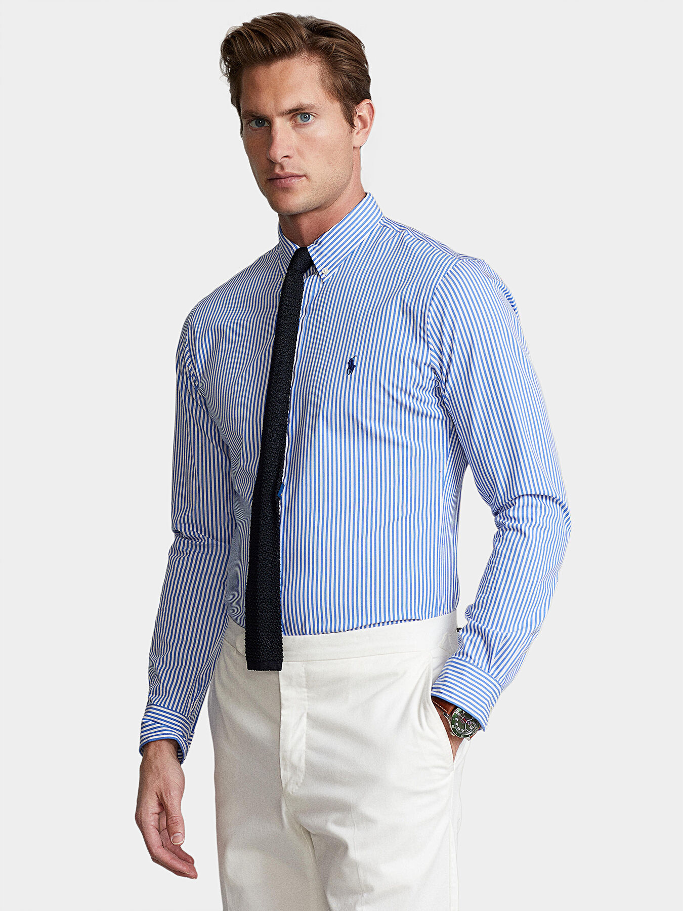 Striped shirt with logo embroidery brand POLO RALPH LAUREN Globalbrandsstore en