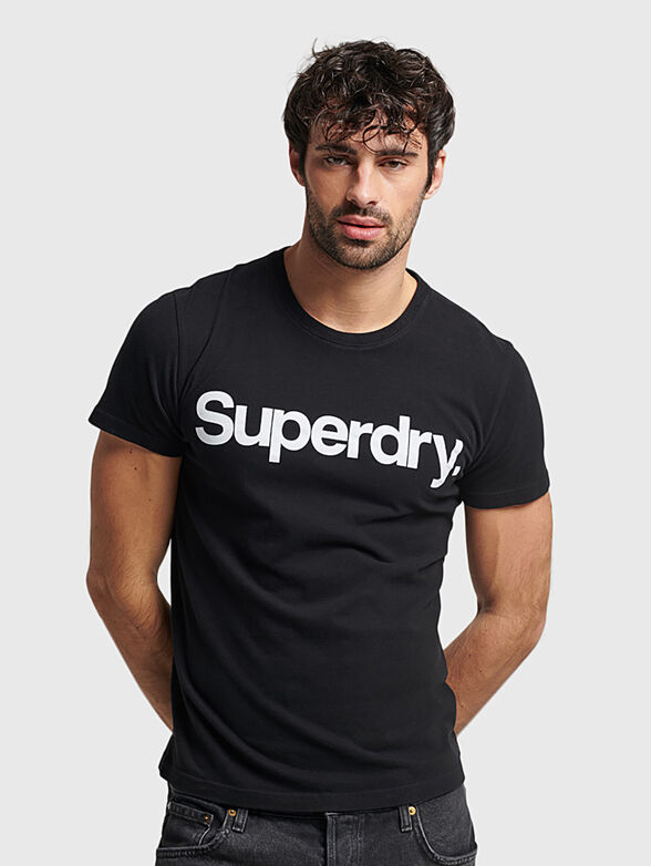 Black T-shirt with logo lettering - 1