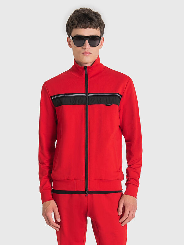 Red sweatshirt with zip - 1