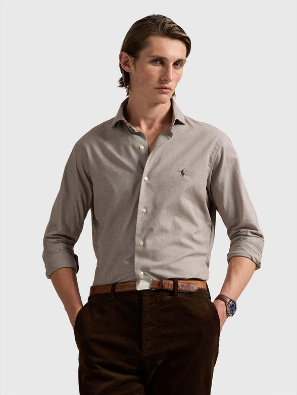 Cotton shirt with logo embroidery - 1