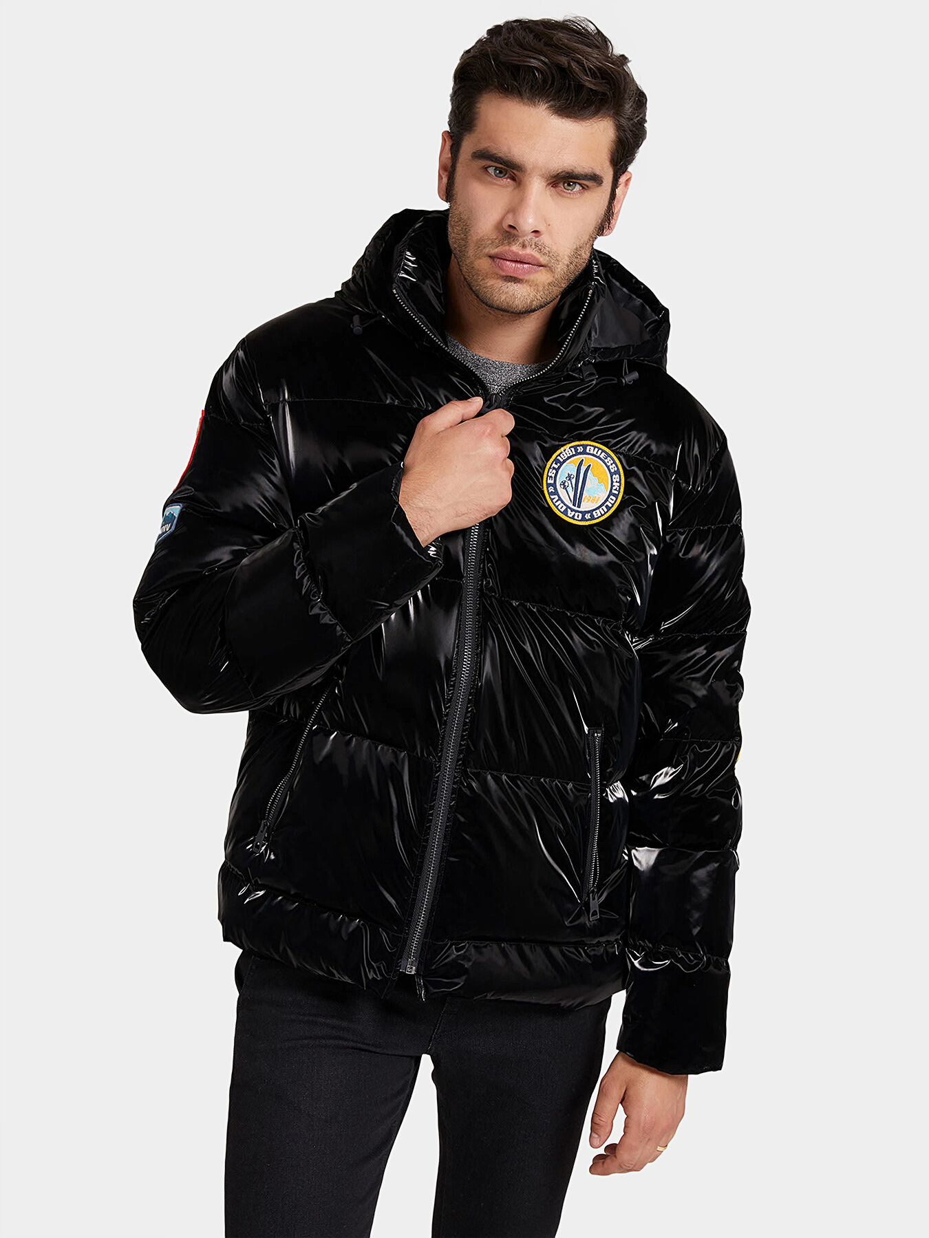 Jacket with maxi logo print brand GUESS Globalbrandsstore en
