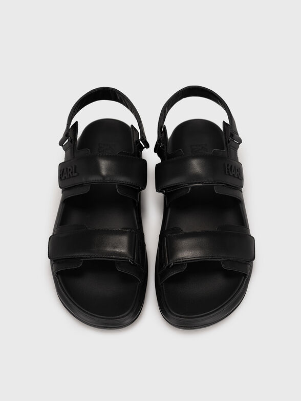KAPRI MENS black leather sandals with logo - 6
