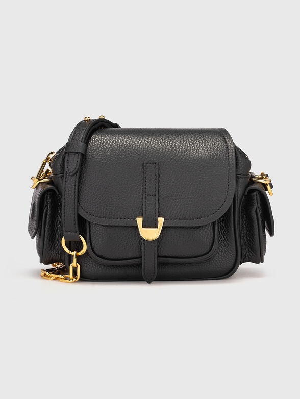 Leather crossbody bag with gold details - 1