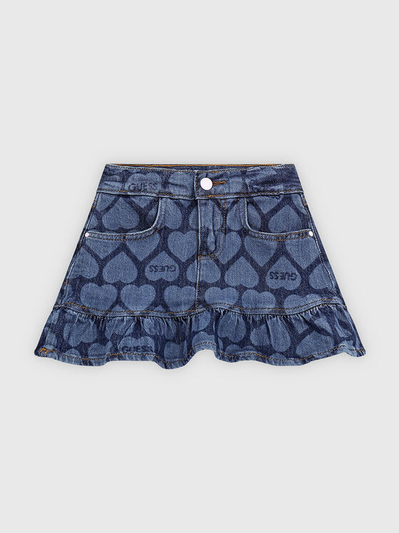 Denim skirt with print and logo accents - 1