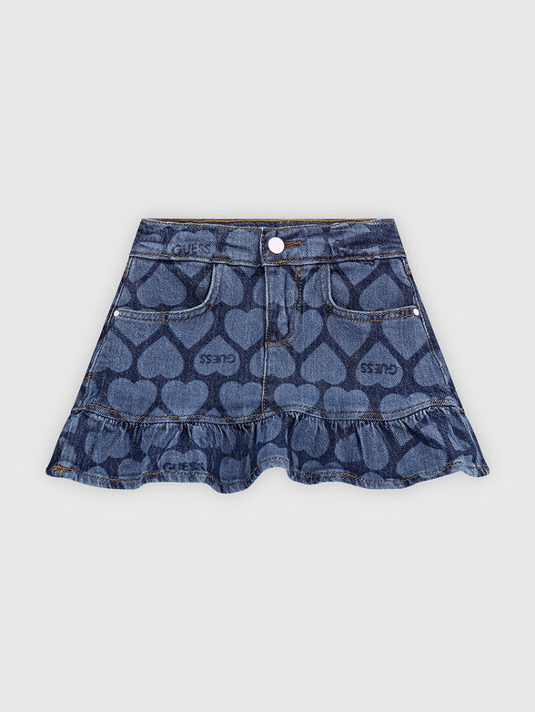 Denim skirt with print and logo accents - 1