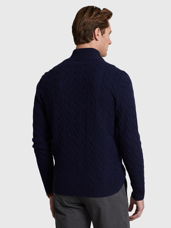 Dark blue sweater with contrast logo embroidery - 3