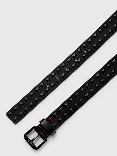 Black leather belt with metal studs - 3