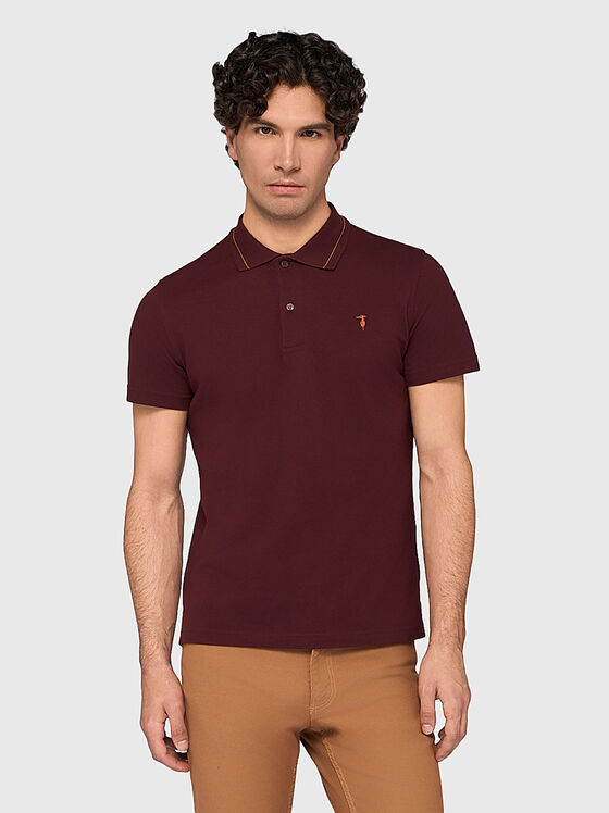 Cotton polo shirt with accent collar - 1