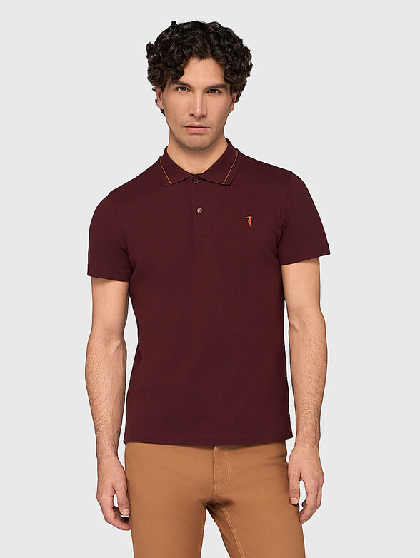 Cotton polo shirt with accent collar - 1