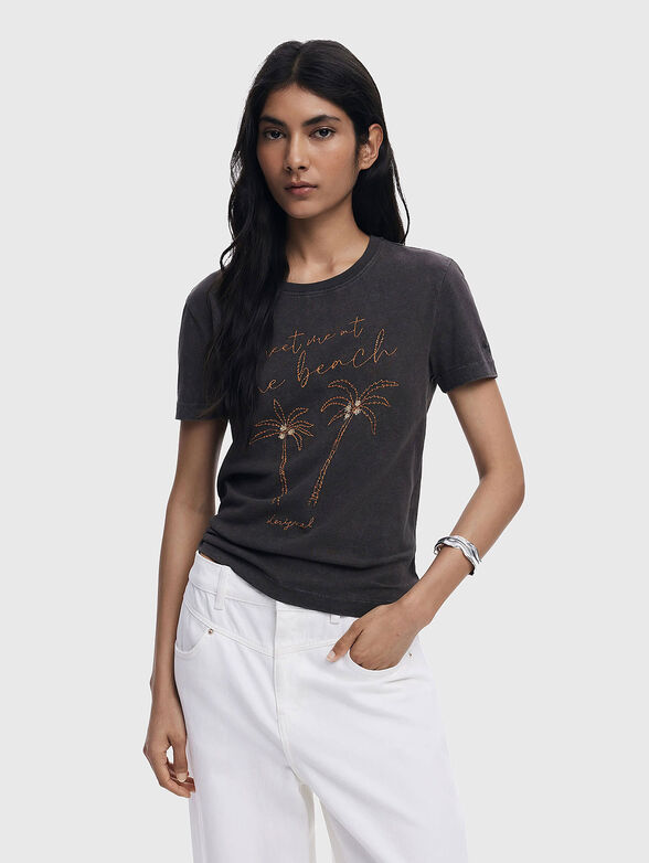 Cotton T-shirt with embroidery - 1