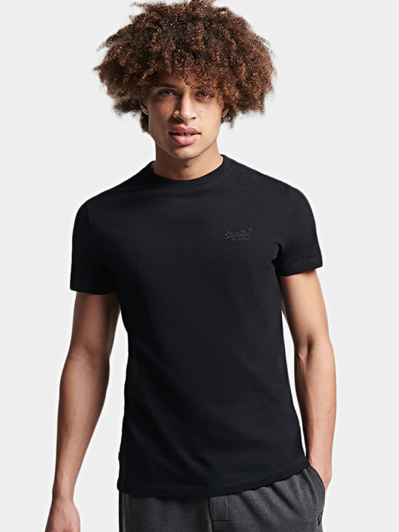 Тениска в черен цвят с лого бродерия - 1