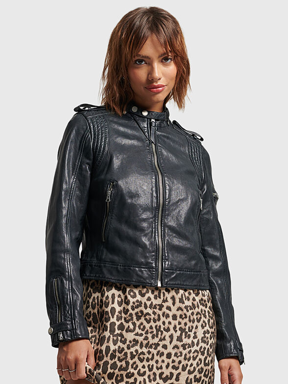 Leather biker jacket  - 5