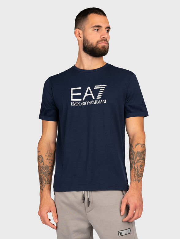 Logo-print T-shirt in dark blue  - 1