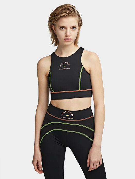 Sports bra with logo inscription