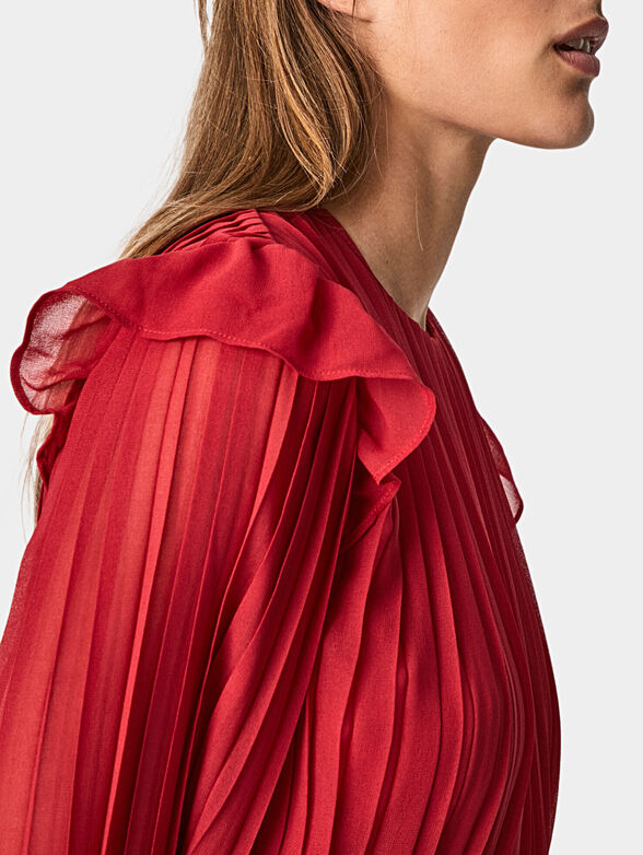 COLINE Pleated dress in red color - 3
