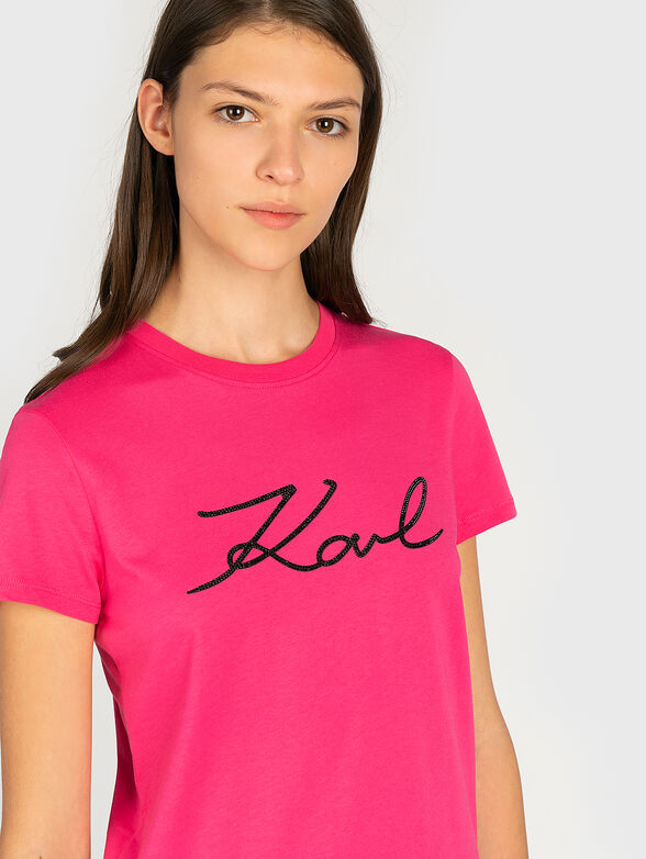 Black T-shirt with rhinestone logo - 2