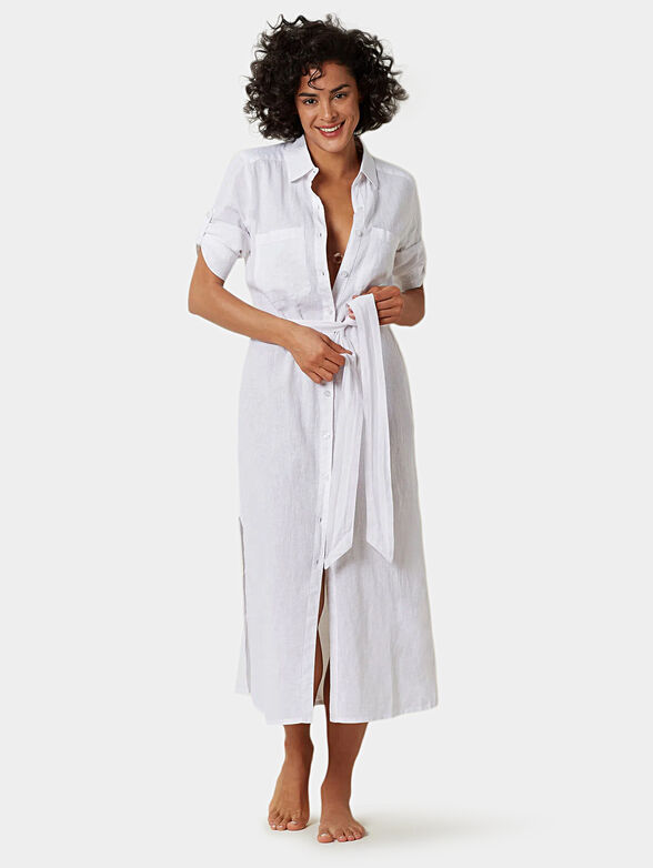 SUMMER GLAM long striped dress with buttons - 1