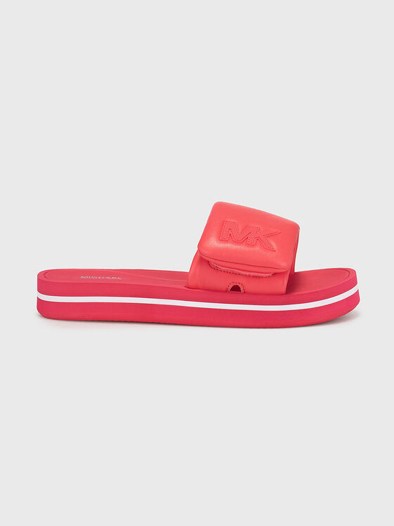 Плажни обувки на платформа в коралов цвят - 1