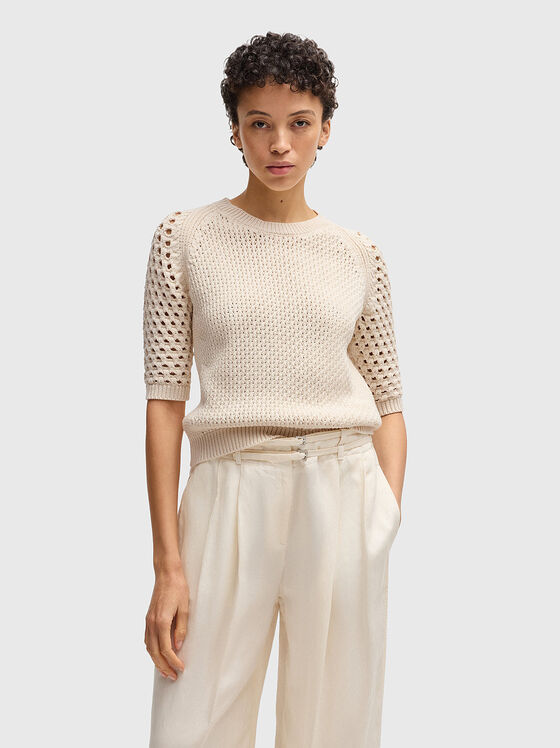Knitted sweater with oval neckline - 1