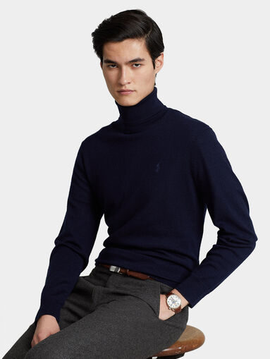 Wool sweater with turtleneck collar and logo embroidery - 5