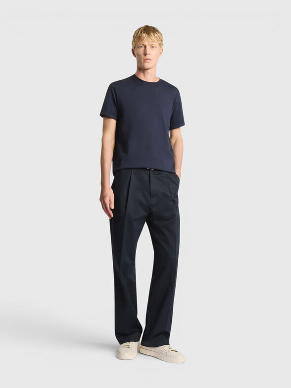 Dark blue cotton T-shirt with logo detail - 2