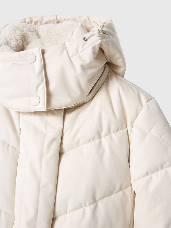 Black puffer jacket with belt - 5