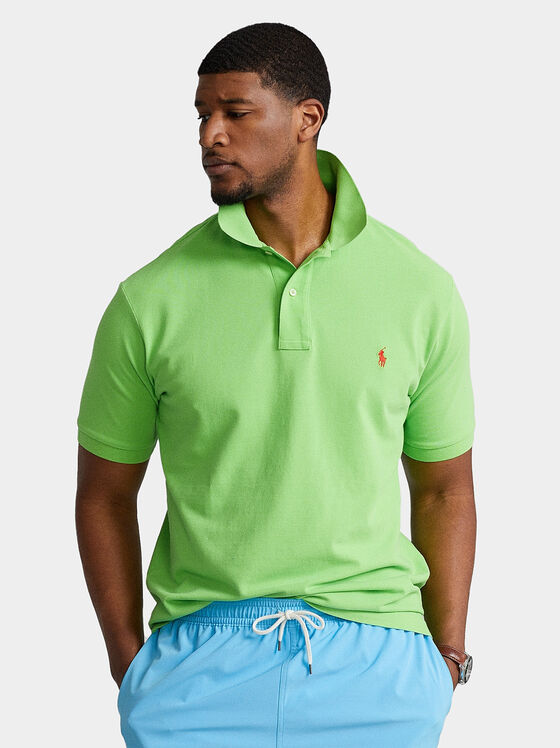 Green Polo shirt with contrasting logo embroidery - 1