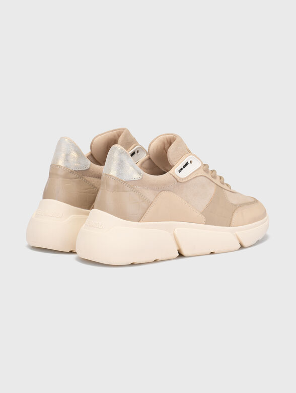 Beige sports shoes with logo patch - 3