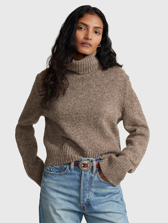 Knitted sweater with turtleneck in wool blend - 1