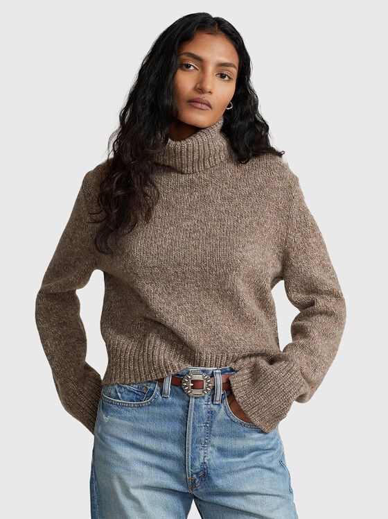 Плетен пуловер с поло яка от вълнен бленд - 1