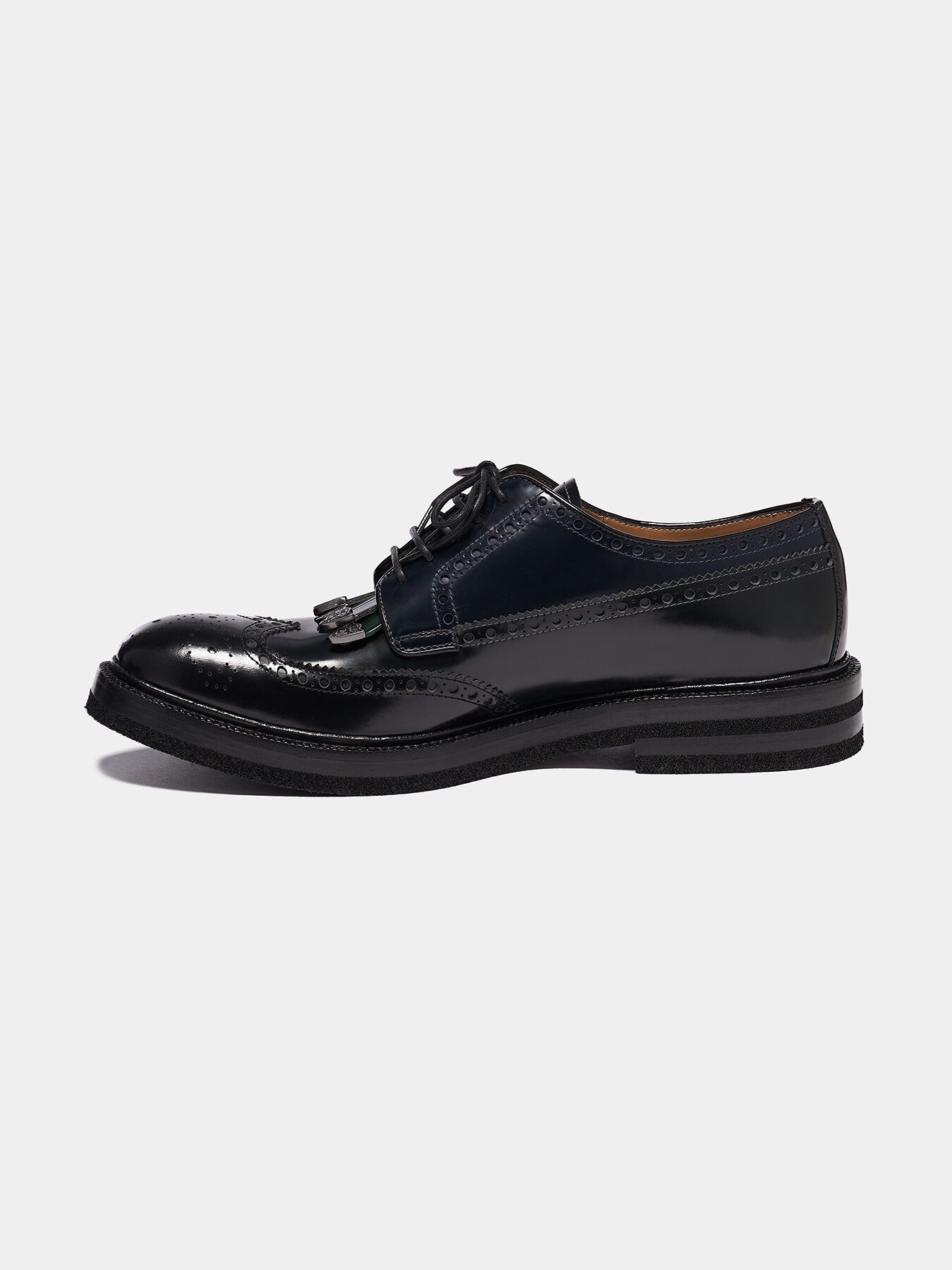 Leather Derby shoes with brogue perforations brand EMPORIO