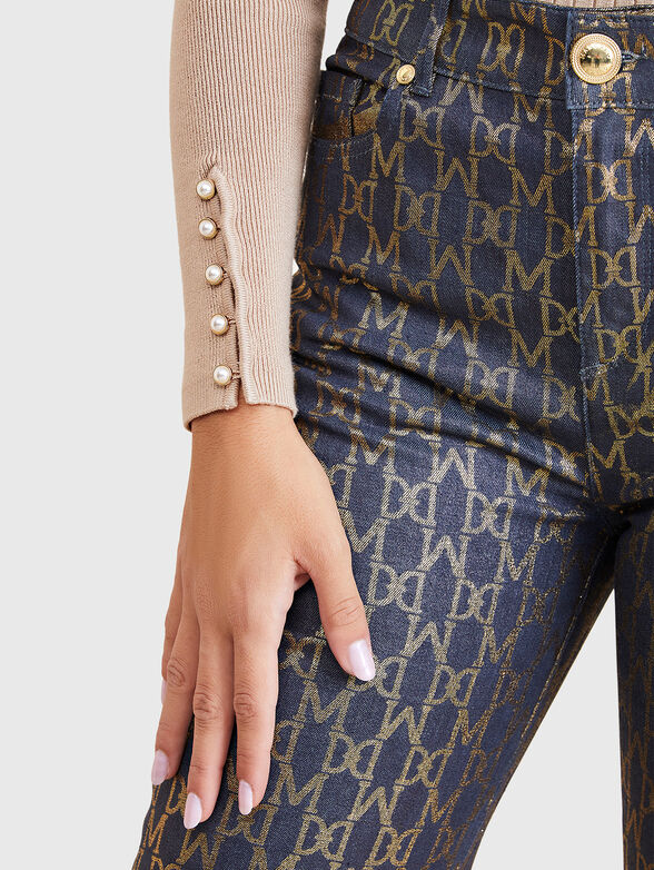 LENA sweater with V-neck and accent sleeves - 4