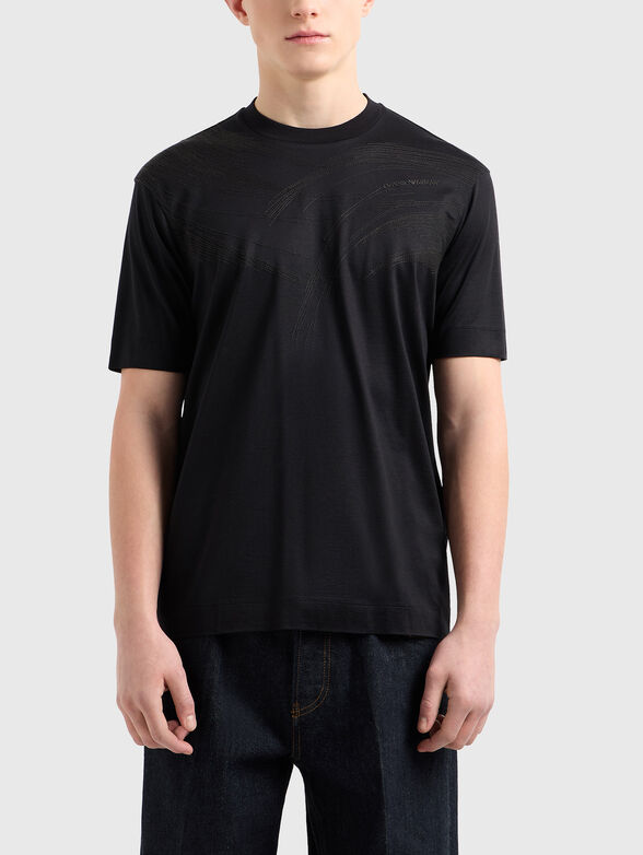 T-shirt with logo embroidery in black - 1